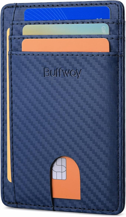 Buffway Slim Minimalist Front Pocket RFID Blocking Leather Wallets by Buffway