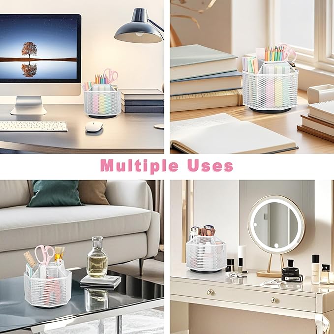 Exerz Desk Organiser/Mesh Desk Tidy Candy/Pen Holder/Multifunctional Organiser 360 Rotating-DeskLoop Office