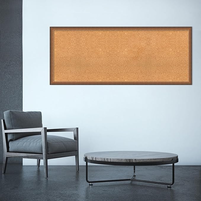 Amanti Art Natural Cork Board for Wall, 22x54 Vision Board with Bronze Frame, Oversize Corkboard Office Decor for Home Organization, Modern Corkboard Pinboard to Display Items for Home Organization-DeskLoop Office
