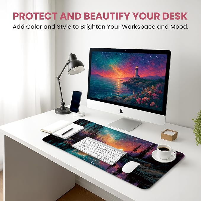 Aesthetic Desk Mat, Cute Aurora Lake Desk Pad Protector - Image 6