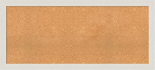 Amanti Art Natural Cork Board for Wall, 23x51 Vision Board with White Frame, Oversize Corkboard Office Decor for Home Organization, Country Rustic Corkboard Pinboard to Display Items for Home-DeskLoop Office