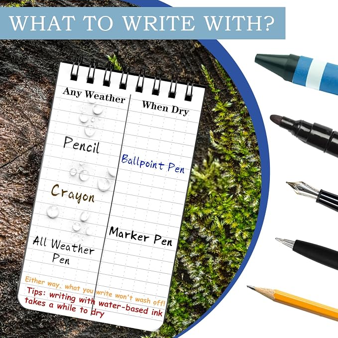 COIDEA 6 Pack Waterproof Notebook, 3 x 5 Pocket Notepad, Top-Spiral - Image 5