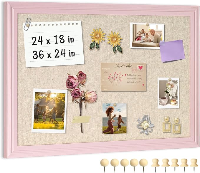 Large Pink Wood Framed Cork Board by AMUSIGHT