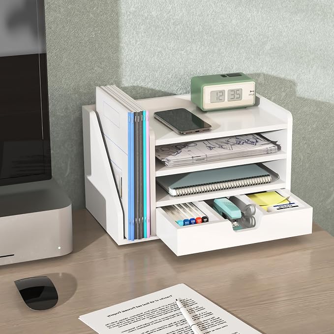 Multi-Tier Wood Desk File Organizer - Image 6