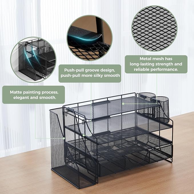 Desk Organizers and Accessories, 4 Tier Paper Letter Tray Organizer Holder Desk - Image 5