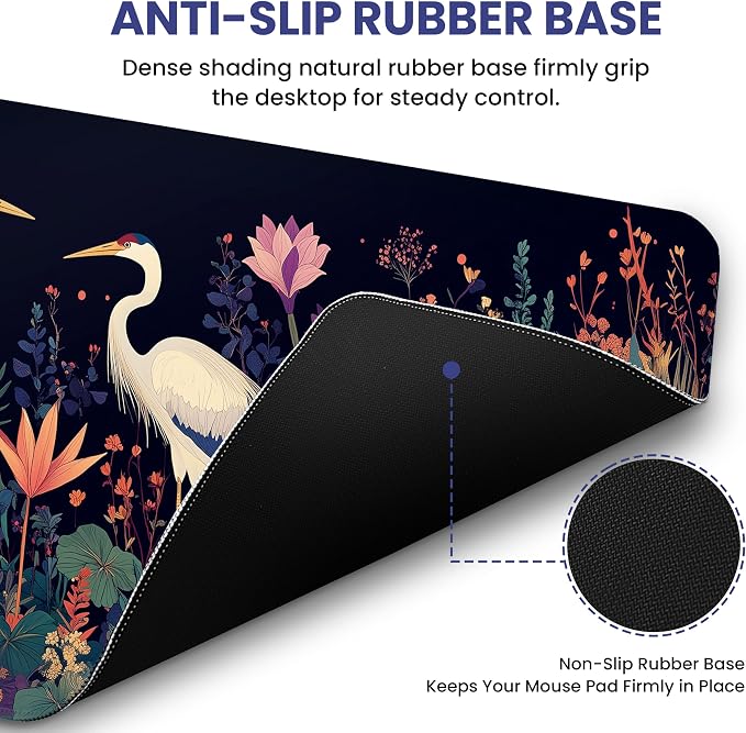 Aesthetic Desk Mat, Cute Midnight Cranes Desk Pad Protector - Image 3
