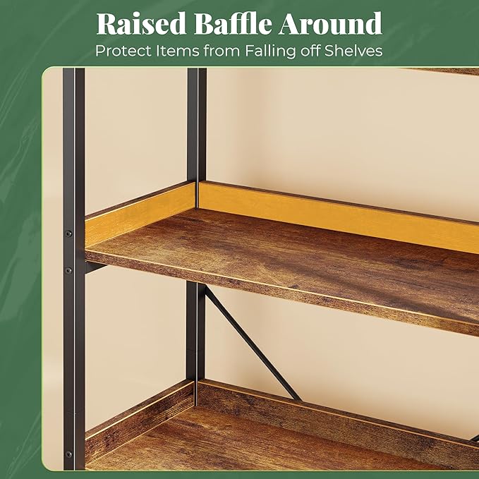 Huuger 6 Tier Bookshelf, Corner Bookshelf - Image 6
