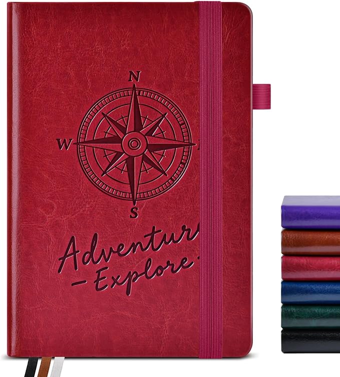 PAIBAS Lined Journal Notebook for Women Men, 160 Pages, A5 Hardcover Vintage by PAIBAS