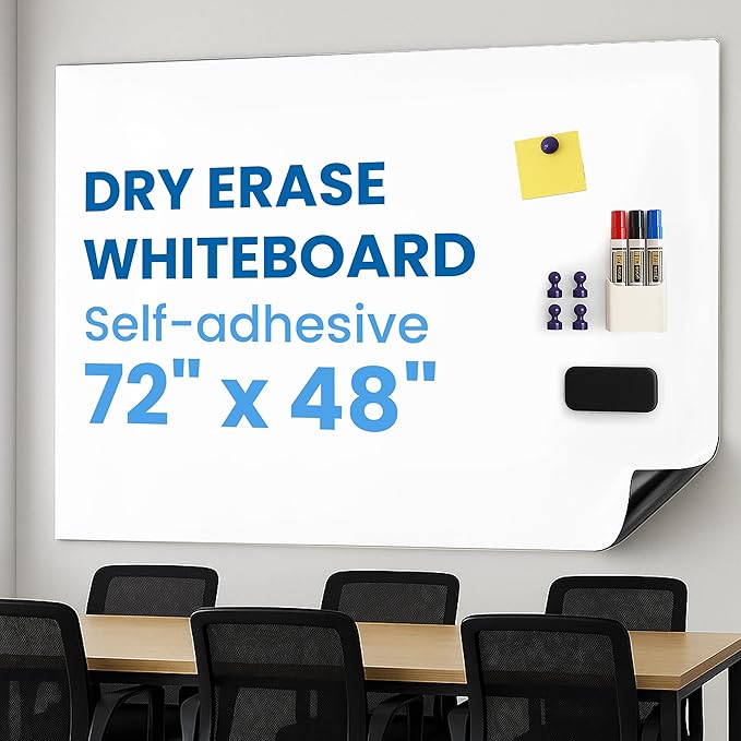 YOUNGJQ Magnetic Whiteboard Contact Paper 72" x 48", Self-Adhesive Magnetic Dry Erase White Board Sticker for Wall, Peel and Stick Wallpaper, Easy to Write and Clean for Home Playroom Office-DeskLoop Office