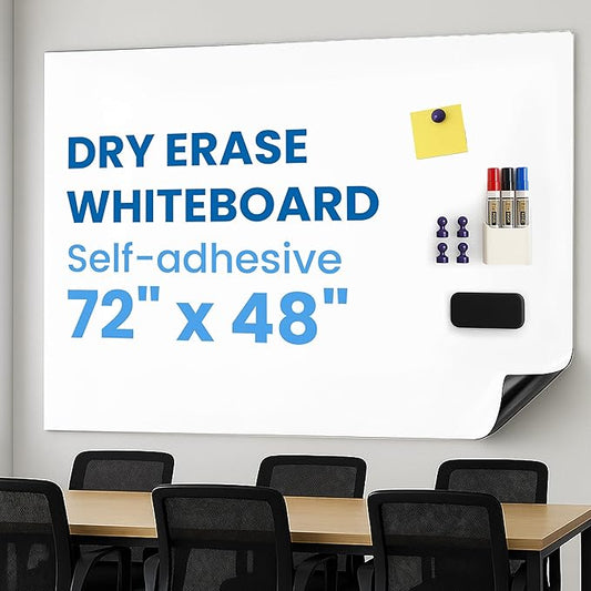 YOUNGJQ Magnetic Whiteboard Contact Paper 72" x 48", Self-Adhesive Magnetic Dry Erase White Board Sticker for Wall, Peel and Stick Wallpaper, Easy to Write and Clean for Home Playroom Office-DeskLoop Office