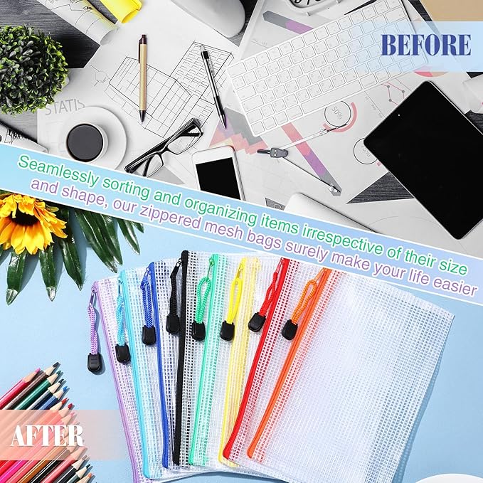 Jetec 32 Pcs Mesh Zipper Bags Toy Storage Bikini Organizer Bag Bolsas Para Guardar Trajes De Baño Waterproof Zipper Reusable Pouch Puzzle Multipurpose for Storage Office(Sweet Color,7.5 x 5 Inch)-DeskLoop Office