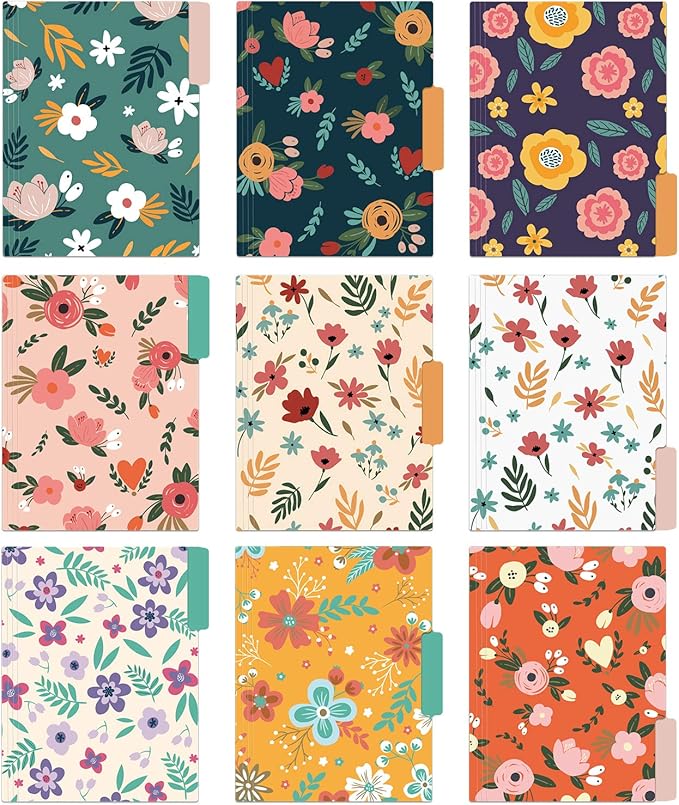 EOOUT 18 Pack Decorative File Folders Floral Folders Cute File Folder, Letter - Image 3