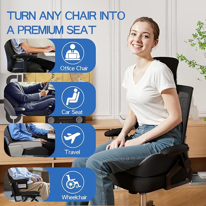 Benazcap Large Memory Foam Seat Cushion Lumbar Support Pillow - Image 6