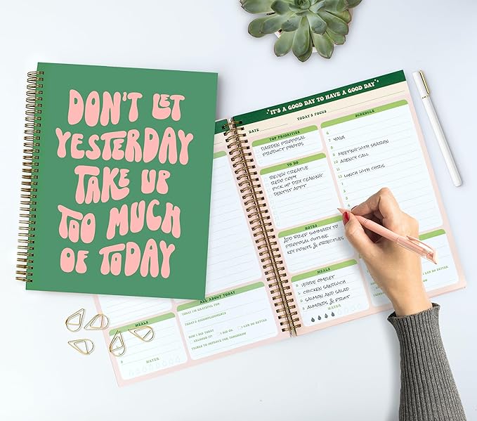 Undated Daily Planner Notebook 7.75x10, Cute Planner Notebook, Large Hardcover - Image 4