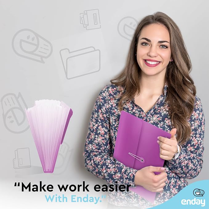 Accordion File Organizer Purple, 7 Pocket Expanding File and Cover Folder - Image 6