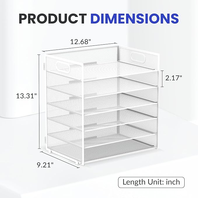 Daltack 6 Tier Paper Organizer for Desk, Paper Letter Tray Organizer for Desks - Image 2
