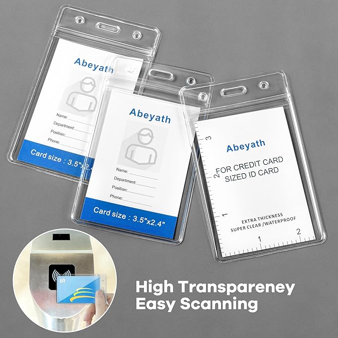 ABEYATH 20 Pack Extra Thick ID Card Name Badge Holder Heavy Duty Waterproof - Image 4