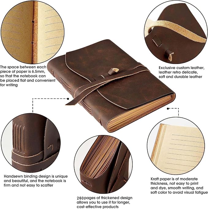 RILIHO Leather Journal Notebook, 8x10 Inches Large Size, Genuine Leather - Image 3