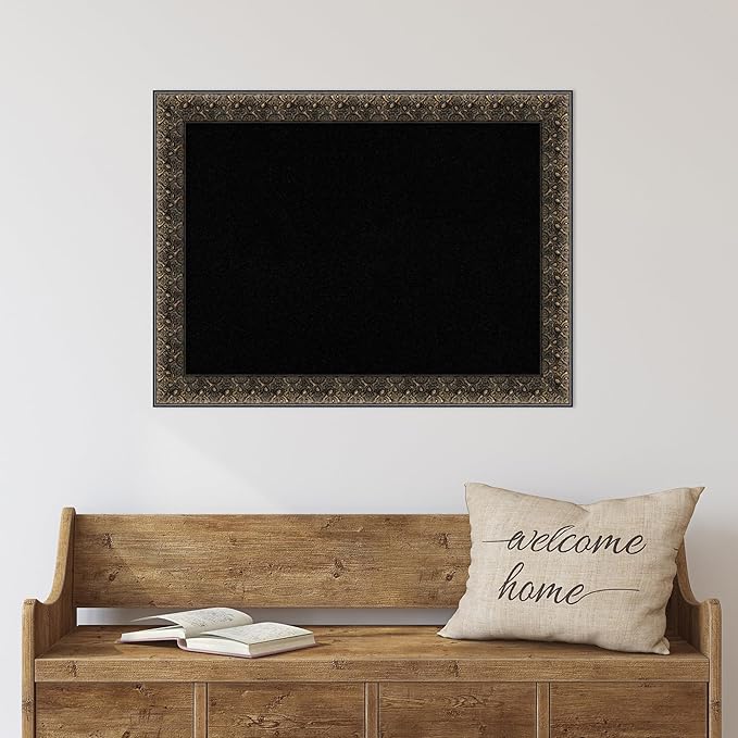 Amanti Art Black Cork Board for Wall, 25x33 Vision Board with Black Wood Frame, Medium Corkboard Office Decor for Home Organization, Traditional Corkboard Pinboard to Display Items for Home-DeskLoop Office