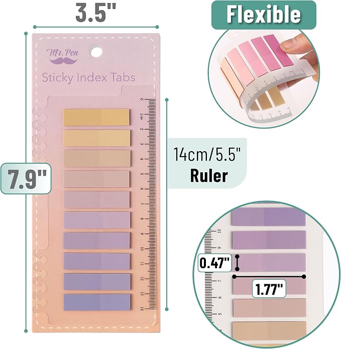 Mr. Pen- Colorful Sticky Tabs, Translucent Page Markers | Water-Resistant Book - Image 3