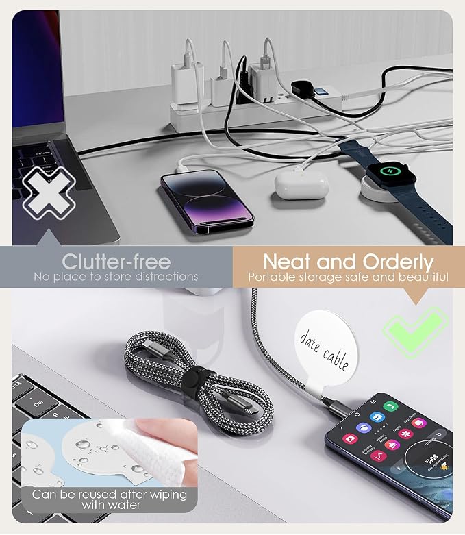 32Pcs Nearockle Cable Labels and Silicone Cable Ties Value Cable Management Set - Image 4