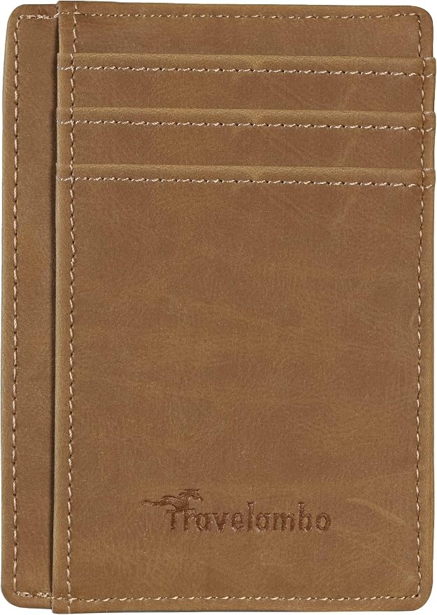 Travelambo Slim Wallet Front Pocket Minimalist Leather RFID Blocking Medium Size - Image 9