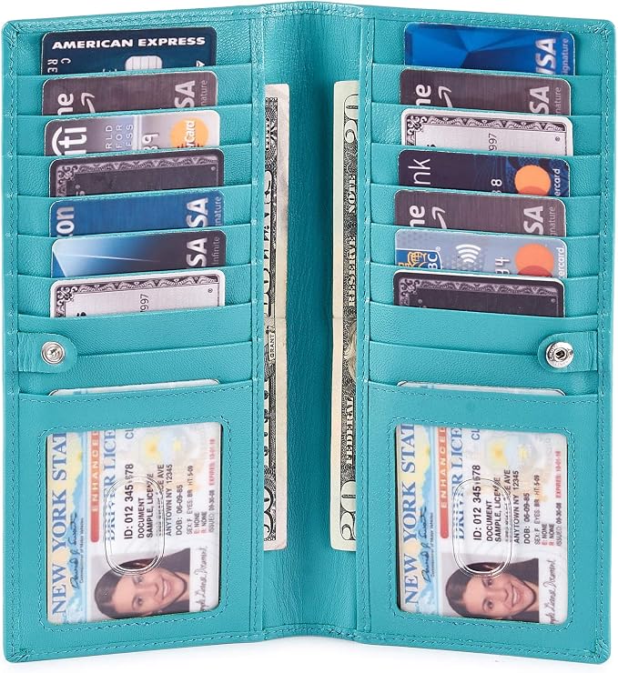 Long Wallet for Men Women Real Leather Bifold RFID Stylish Slim Handmade 2 ID by WiseOwlAccessories