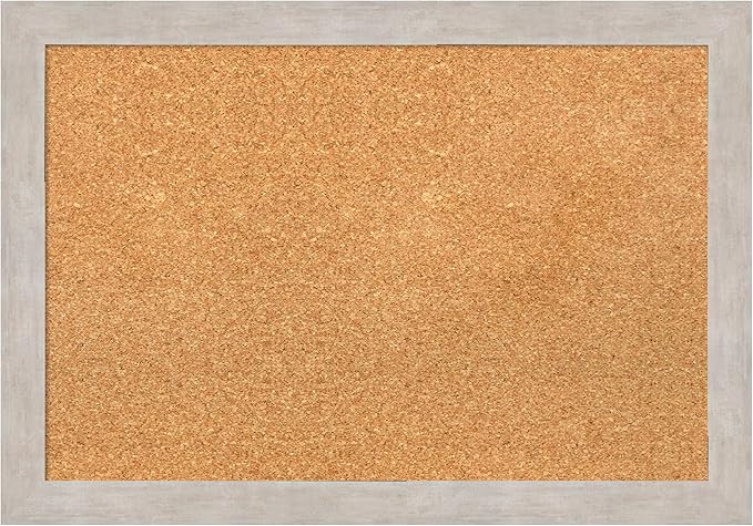 Amanti Art Natural Cork Board for Wall, 19x27 Vision Board with Silver Wood Frame, Medium Corkboard Office Decor for Home Organization, Casual Corkboard Pinboard to display items for home organization-DeskLoop Office