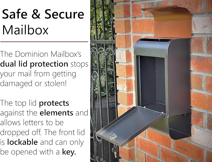 NACH Locking Mailbox, 16 x 4.5 x 10 inch, Waterproof Mailbox Wall Mount - Image 5