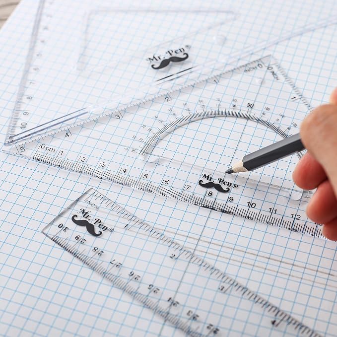 Mr. Pen Triangle Ruler, Protractor, Math Set - Image 4