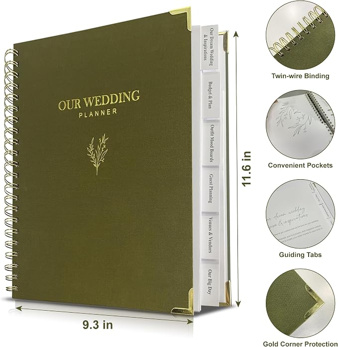 LADY&HOME Wedding Planner Book and Organizer, Linen Cover Wedding Planner Binder - Image 2