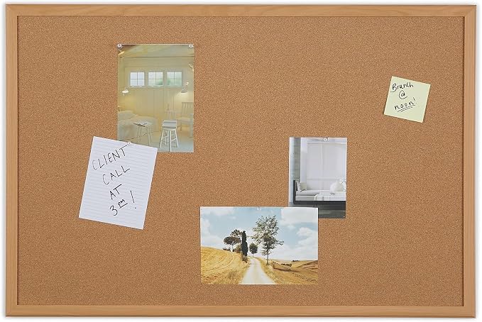 Staples Cork Bulletin Board, 3 x 2 Feet, Oak Frame, Vertical or Horizontal Mount by Staples
