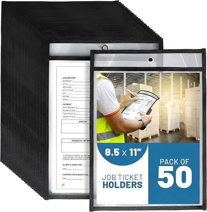 50 Pack Job Ticket Holders 8.5x11 by Juzari