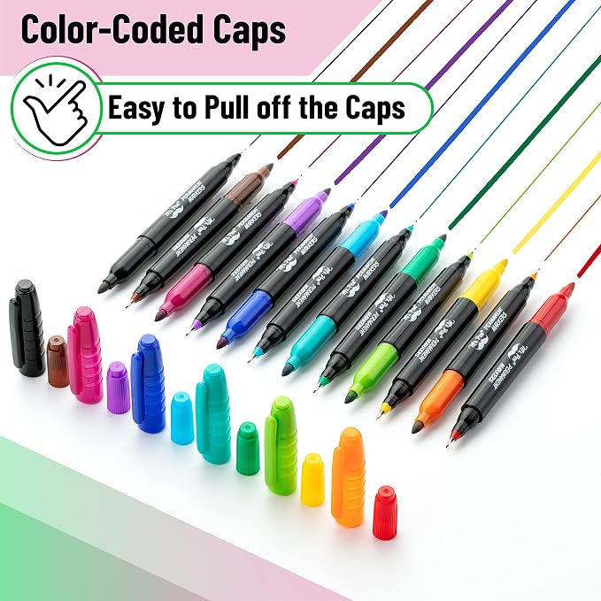 Mr. Pen- Dual Tip Permanent Markers, 12 Pack, Fine & Ultra Fine Tip | Fine Tip - Image 4