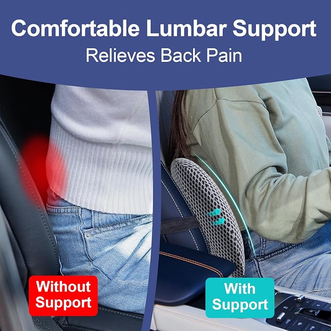 BYMECOST Lumbar Support Pillow for Car, Memory Foam Car Seat Back Support - Image 4
