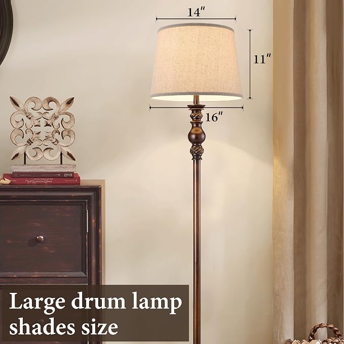 Drum Lamp Shades Larges, Modern Farmhouse Lampshades Beige - Image 4