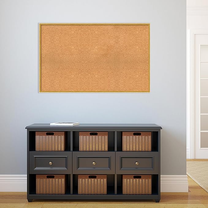 Amanti Art Natural Cork Board for Wall, 27x43 Vision Board with White Frame, Oversize Corkboard Office Decor for Home Organization, Modern Corkboard Pinboard to Display Items for Home Organization in-DeskLoop Office