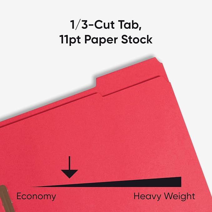 Smead Fastener File Folders, Reinforced 1/3-Cut Tabs, 2 Fasteners, Letter Size - Image 5
