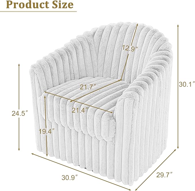 UIXE Faux Fur Swivel Accent Chair, Set of 2, Modern Upholstered Armchair Barrel Club Chair for Living Room, Chocolate-DeskLoop Office