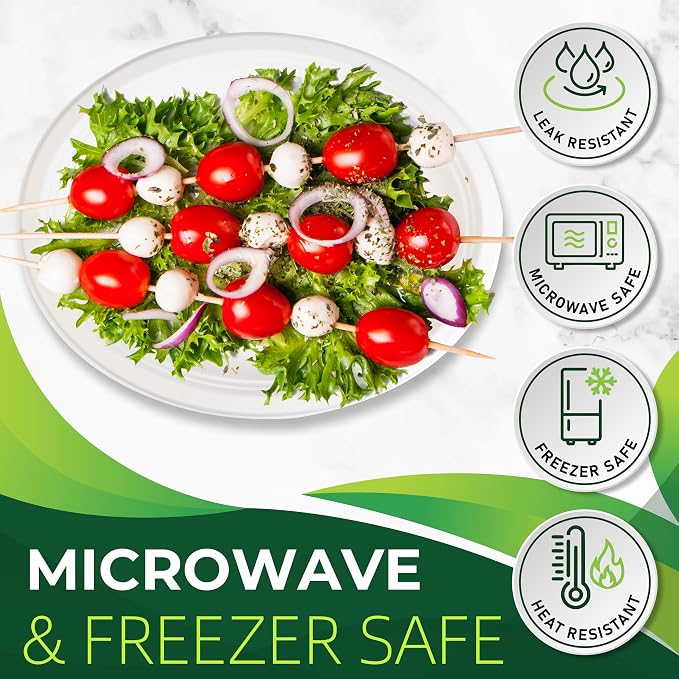 100PCS 100% Compostable White Oval Paper Plates, Heavy Duty Disposable Plates - Image 5
