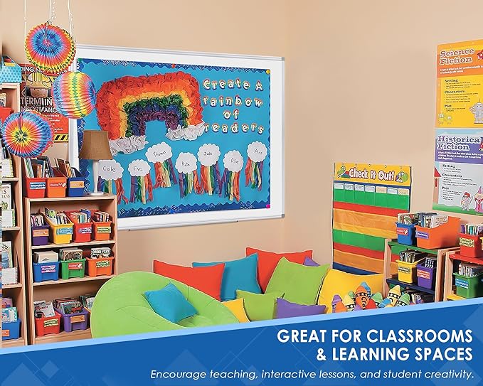 SWANCROWN Magnetic Dry Erase Board 60" x 40" Large White Board, with 2.5 cm Thick Aluminum Frame, Long Marker Tray & Magnretic Pen Holder – Whiteboard for Wall, Offices, School, Meeting Rooms-DeskLoop Office