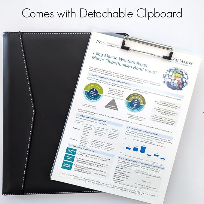 STYLIO Padfolio Folder with Removable Clipboard | Portfolio Organizer | Binder - Image 5
