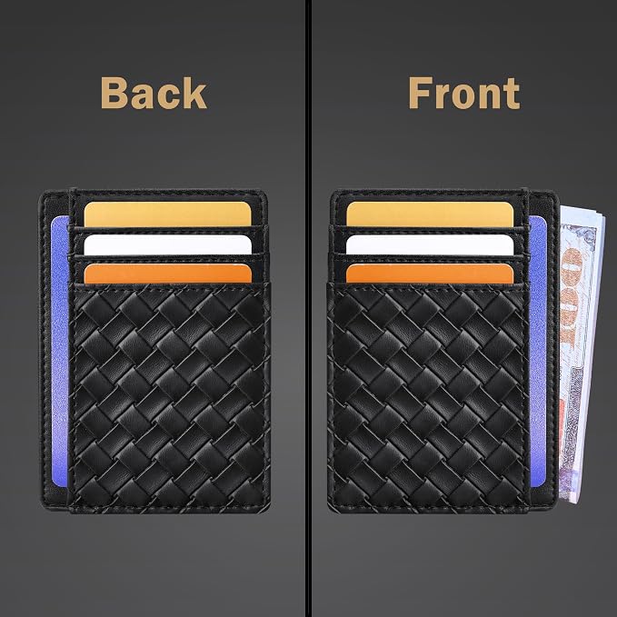 Travelambo Front Pocket Minimalist Leather Slim Wallet RFID Blocking Medium Size - Image 2