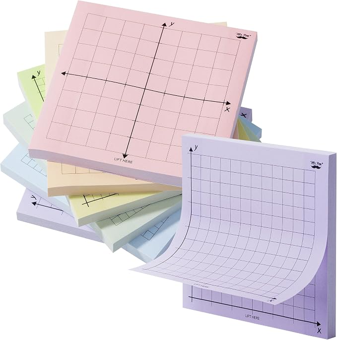 Mr. Pen- Graph Paper Sticky Notes, 6 Pads, 3x3 Inch, Pastel Colors | Graph by MrPen