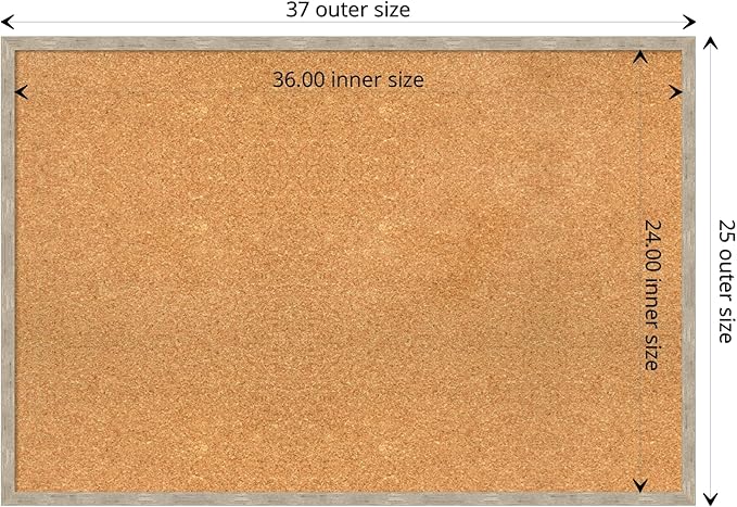 Amanti Art Natural Cork Board for Wall, 25x37 Vision Board with Silver Wood Frame, Large Corkboard Office Decor for Home Organization, Modern Contemporary Corkboard Pinboard to display items for home-DeskLoop Office
