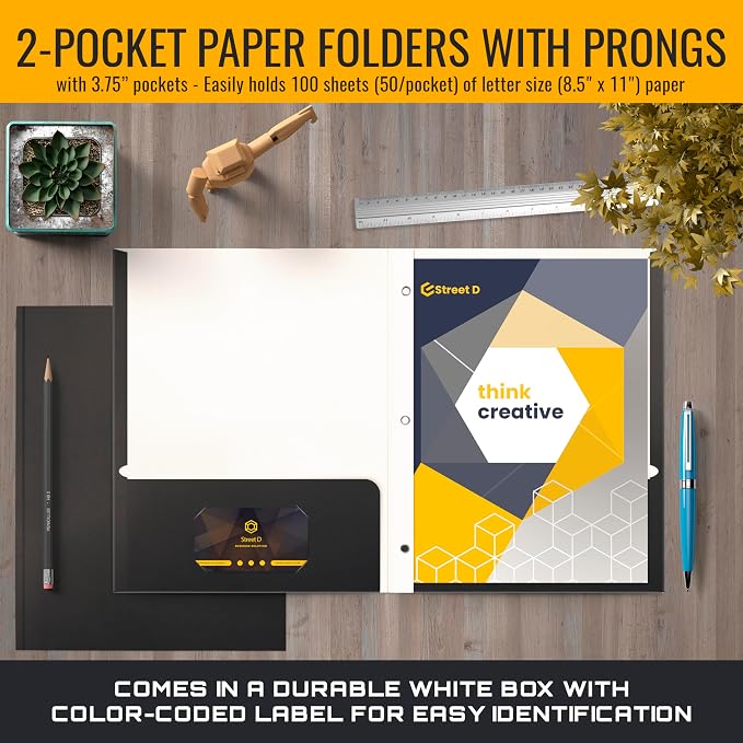 Better Office Products Black Paper 2 Pocket Folders - Image 2