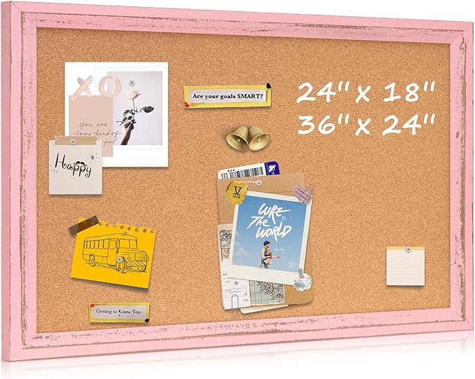 Cork Board Bulletin Board, Decorative Pin Board, Wall Mounted, by QUEENLINK