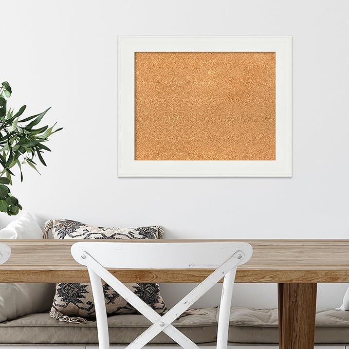 Amanti Art Natural Cork Board for Wall, 17x21 Vision Board with White Frame, Small Corkboard Office Decor for Home Organization, Casual Corkboard Pinboard to Display Items for Home Organization in-DeskLoop Office