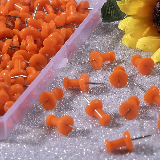 VAPKER Push Pins Tacks 120Pcs Solid Orange Thumb Tacks Larger Size Pin Map - Image 4
