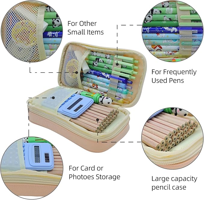 Large Capacity Pencil Case - Durable Zipper Aesthetic Pen Pouch, Big Storage Organizer for School, Office & Travel - Waterproof & Multi-Use (Pink)-DeskLoop Office